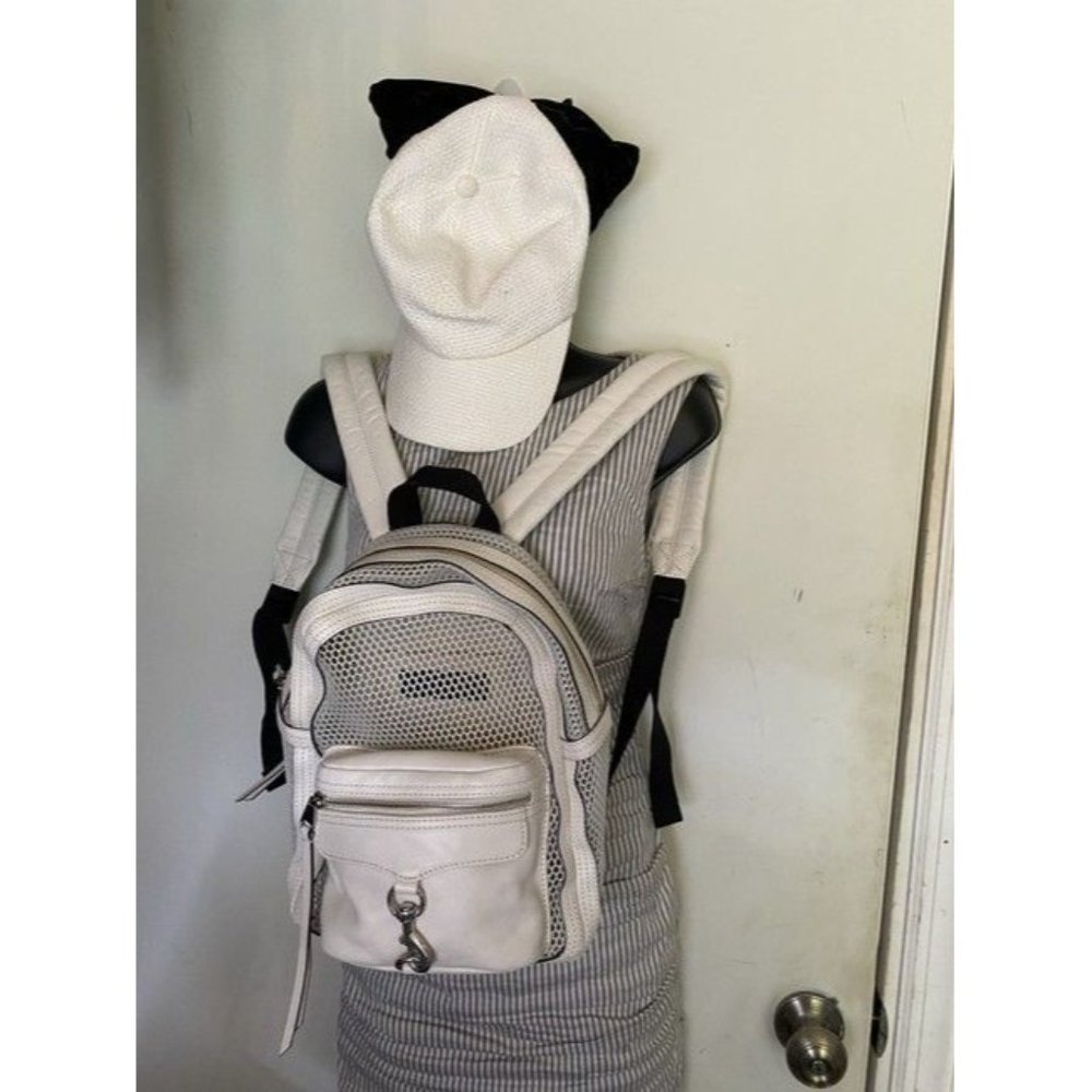 Rebecca Minkoff Net Mini Mab White Leather Backpack - Picture 7 of 11